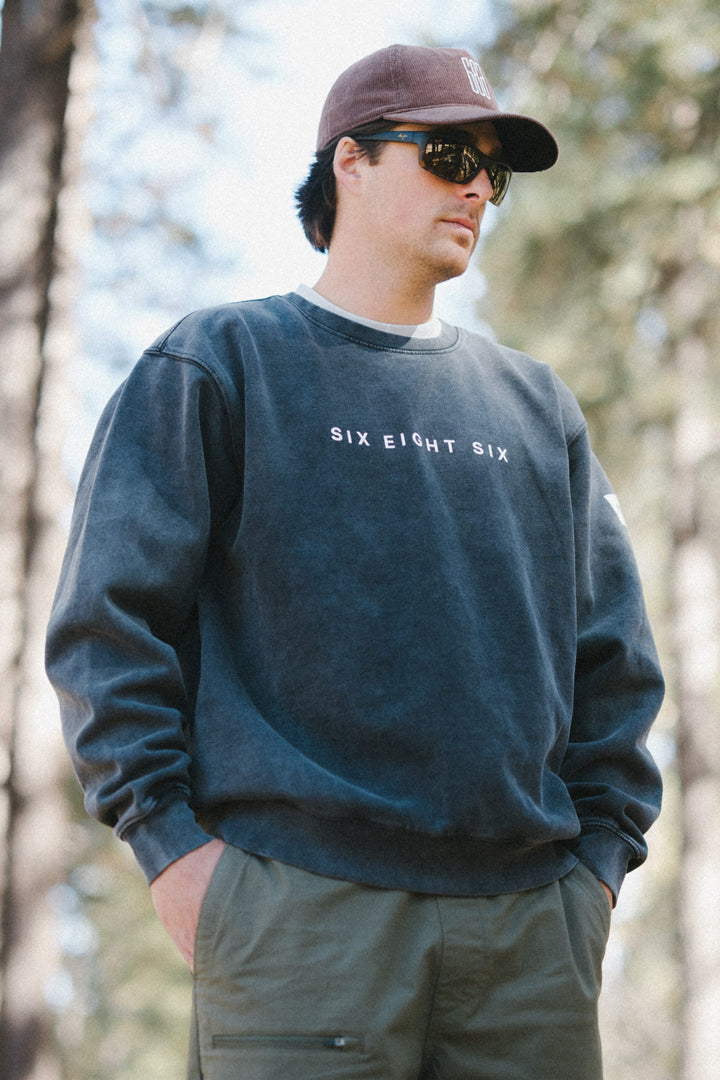 686 Men's Mixed Relaxed LS Crewneck — MINERAL BLACK