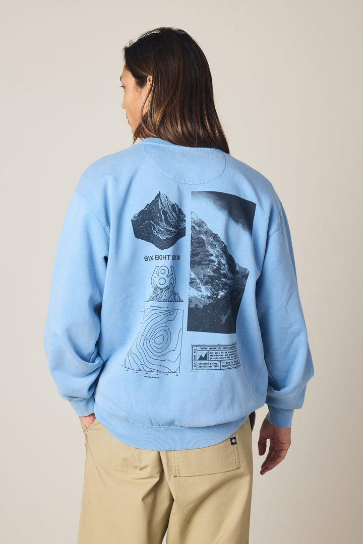 686 Men's Mixed Relaxed LS Crewneck — MINERAL BLUE (vista 2)