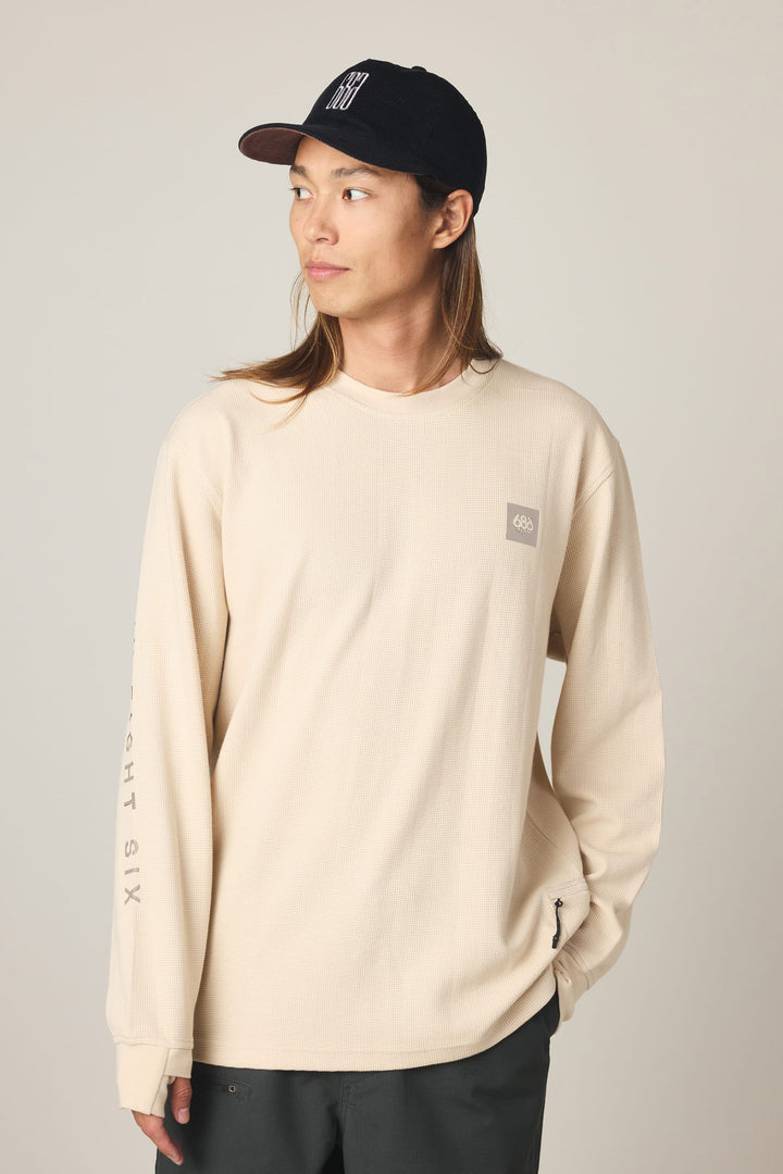 686 Men's Let's Chill Waffle LS Crew — LIMESTONE
