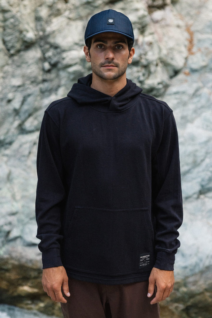 686 Men's Let's Chill Waffle Hoody — BLACK
