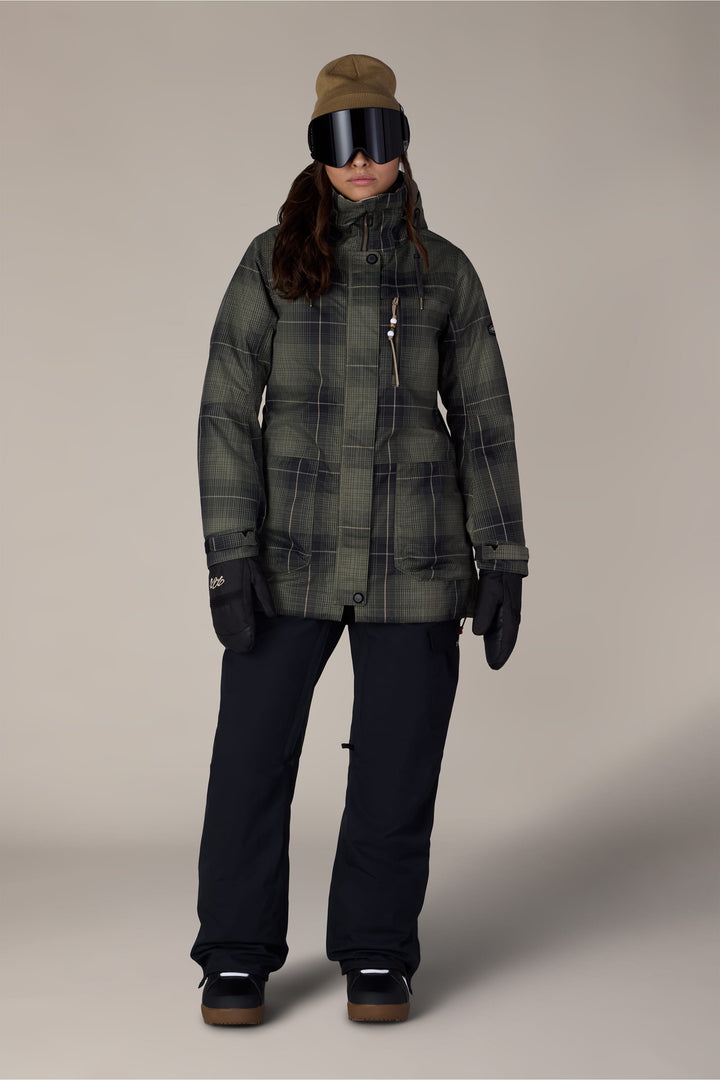 686 Women's Spirit Insulated Jacket — FATIGUE GREEN PLAID (vista 2)