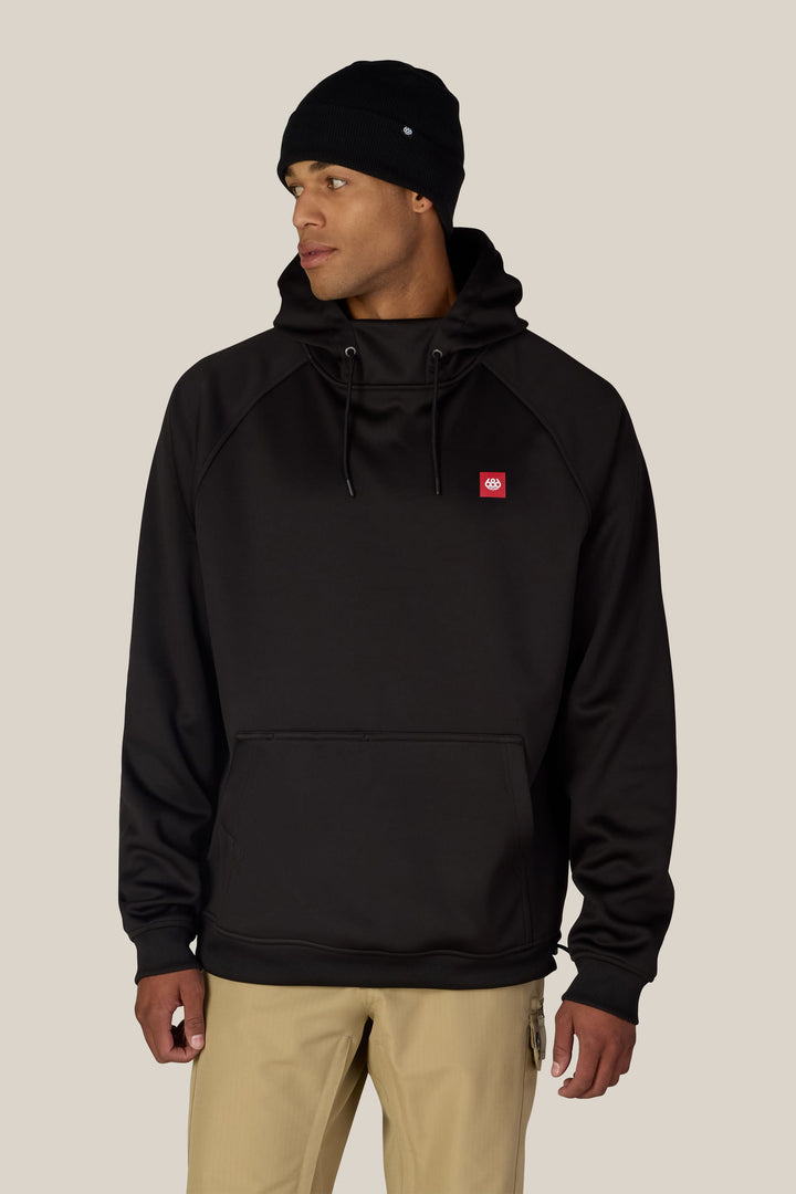 686 Men's Bonded Fleece Pullover Hoody — BLACK RED