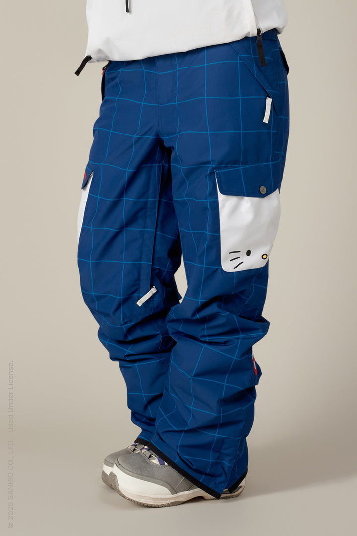 686 Women's Aura™ Insulated Cargo Pant — HELLO KITTY BLUE GRID COLORBLOCK