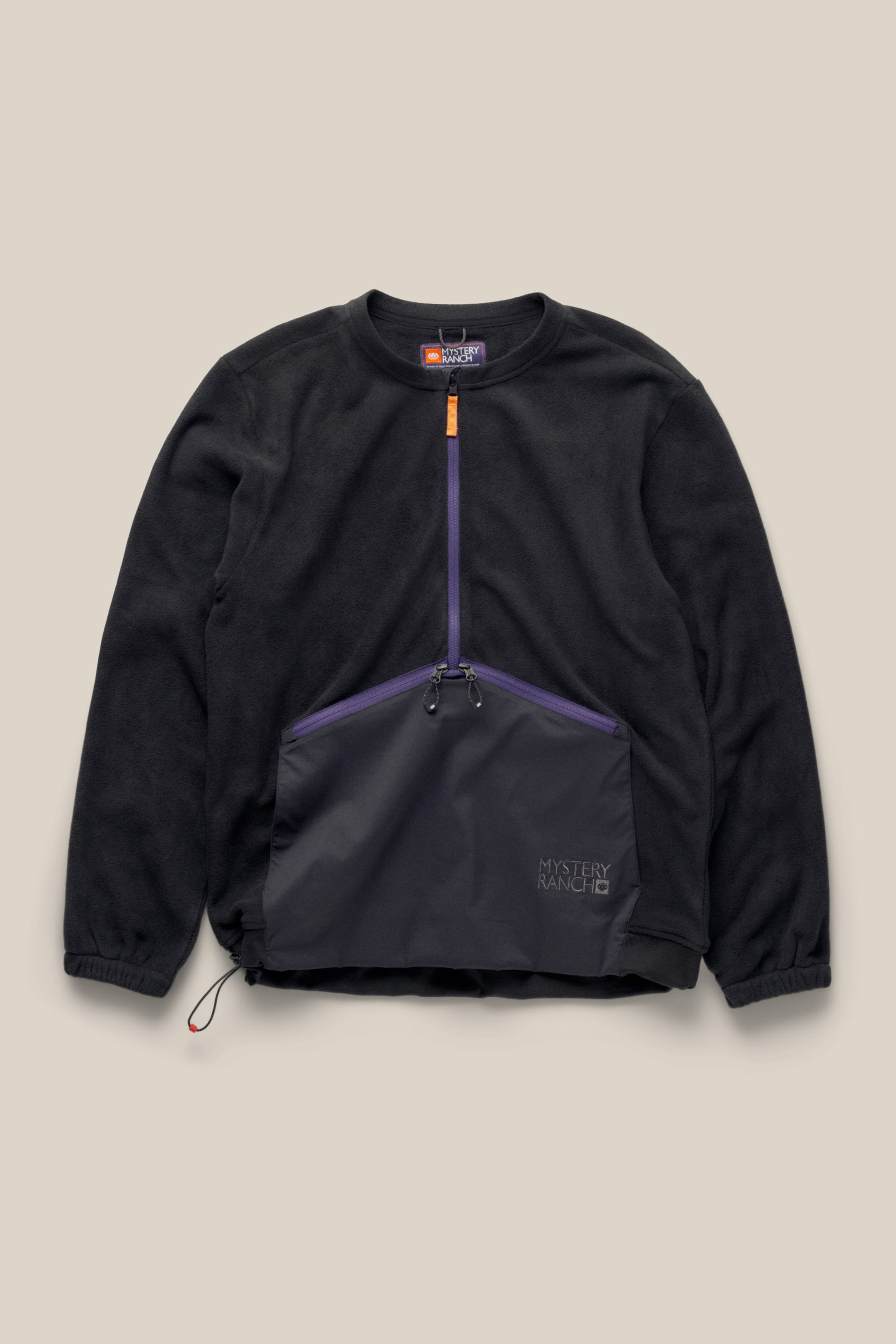 The 686 Mens Mystery Ranch Qi Fleece is a black zip-up knit sweatshirt-style jacket.