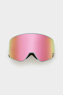 The 686 SMARTY® Magnetic Goggle Replacement Lens by 686 features a large curved reflective pink magnetic lens and a minimal black frame, making it easy to swap lenses on the slopes. Displayed against a white background.