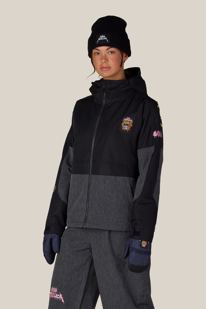 686 Women's Metallica Burning Skull Insulated Jacket — METALLICA BLACK COLORBLOCK (vista 2)