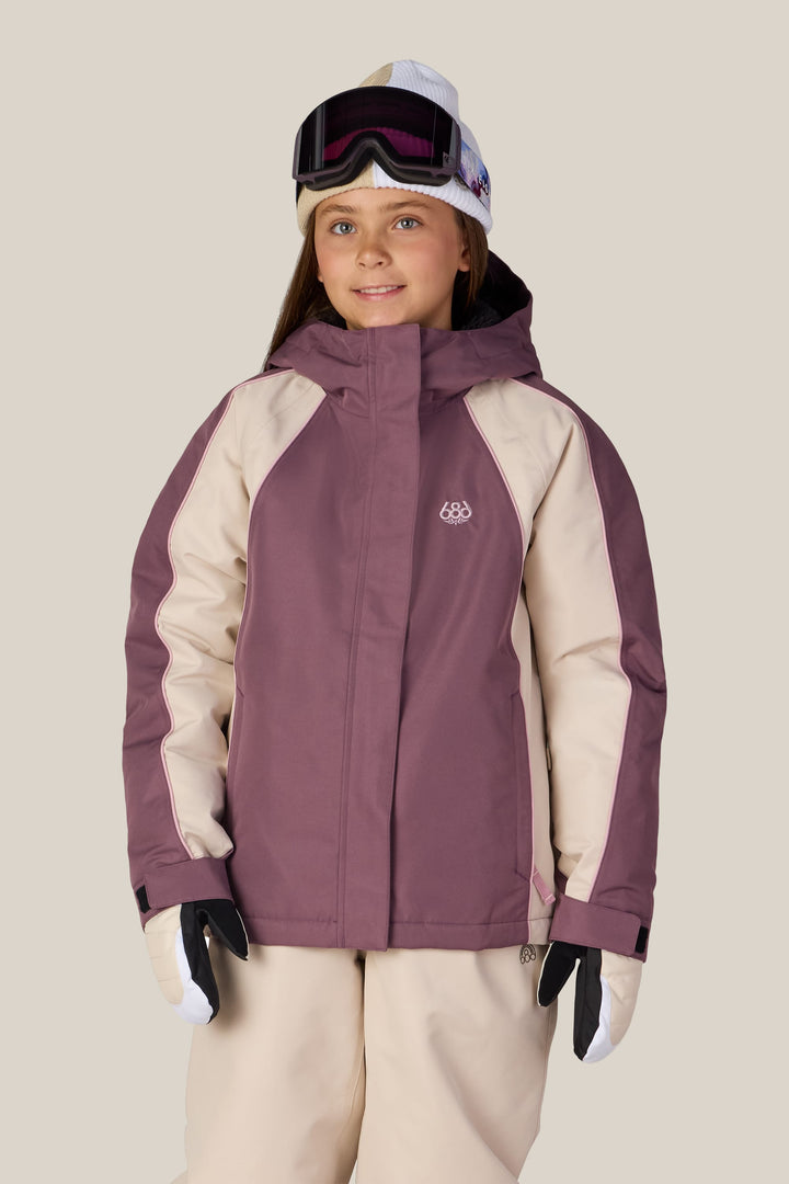 686 Girls' Hologram™ Insulated Jacket — BLACK PLUM COLORBLOCK