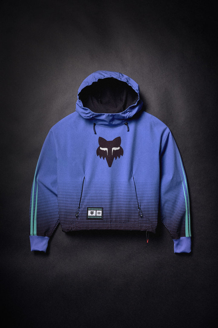 686 Women's Fox Racing Waterproof Crop Hoody — FOX ALPENGLOW BLUE
