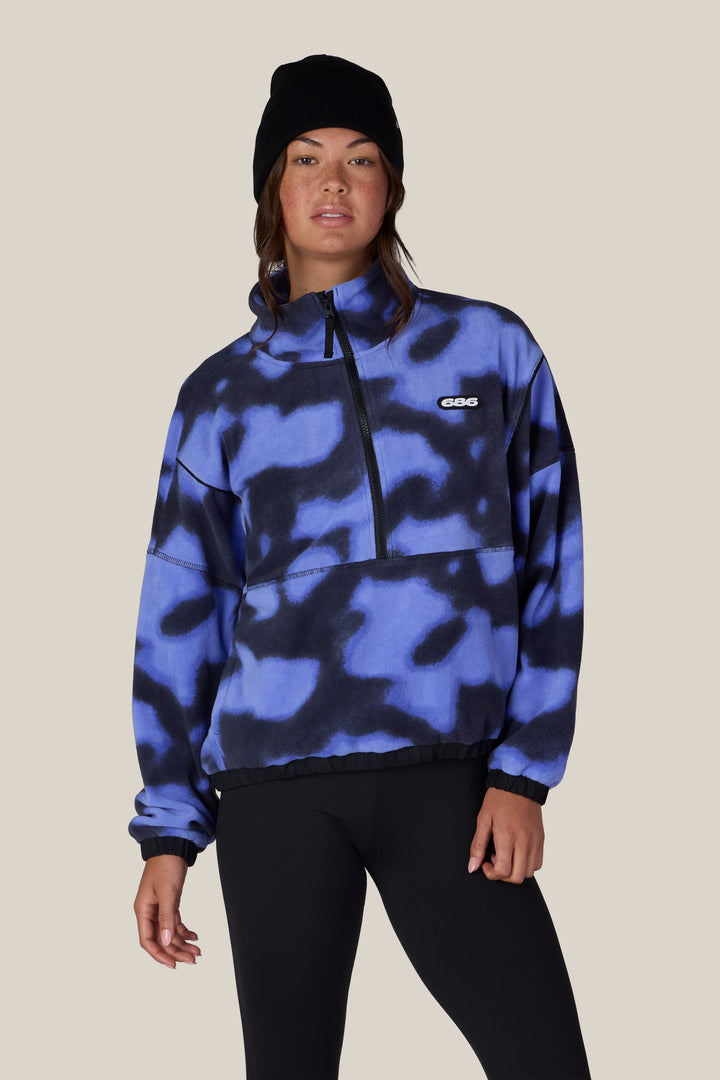 686 Women's Chimay Fleece Anorak — ALPENGLOW BLUE DARK SKIES