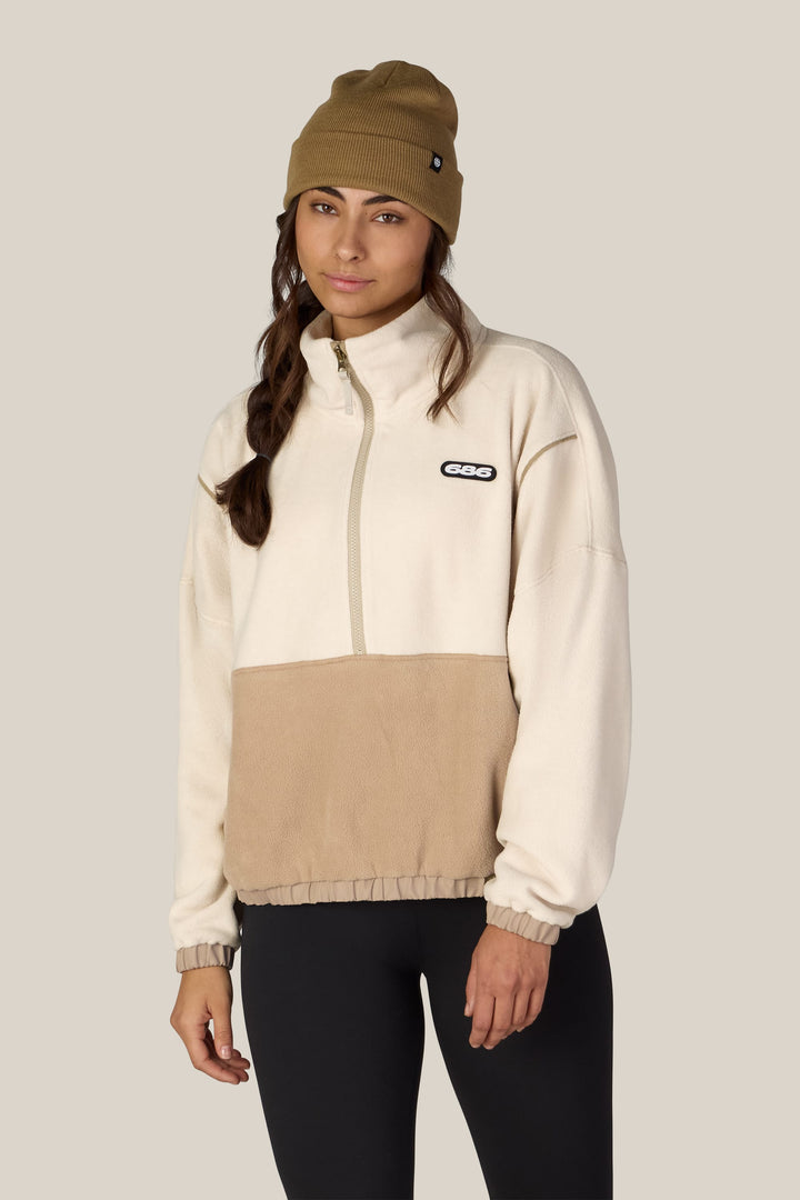 686 Women's Chimay Fleece Anorak — LIMESTONE COLORBLOCK (vista 2)